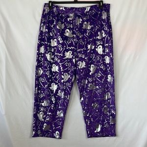 Way to Celebrate! Purple Halloween Soft Lounge Pants w/Sparkly Ghosts - Size 2X